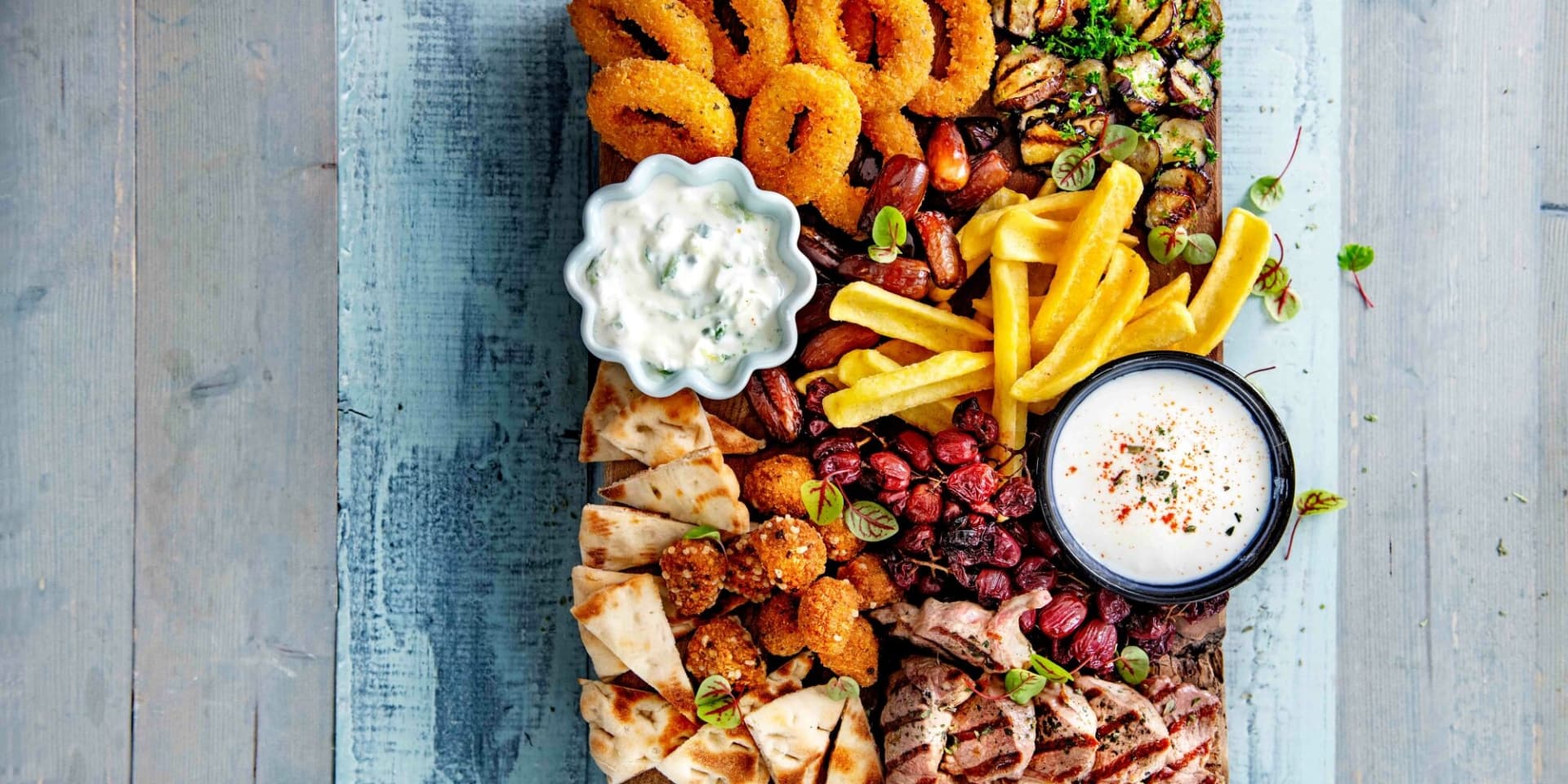 Aviko sharing platter greek mezze header