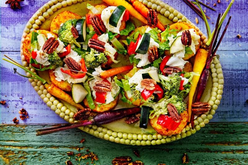 Recept image - Wasabi Hash Browns with vegetable pickles and pecan